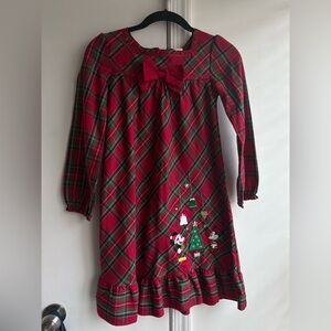 Disney Mickey & Minnie Embroidered Plaid Christmas‎ Pajama-Size 7/8